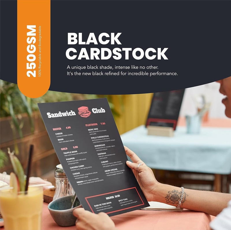BearBoss Black Cardstock Thick Paper 50 Sheets, 8.5" x 11" Heavyweight 92lb Cover Card Stock for Crafts and DIY Cards Making - Image 2